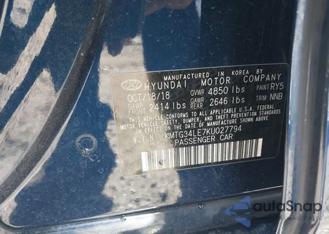 2019 Genesis G70 3.3T Advanced z USA, uszkodzony, nr VIN KMTG34LE7KU027794